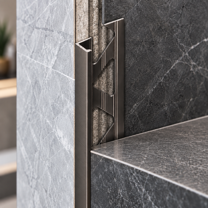 Aluminium Fliesenprofil Gun Metal 11 mm - Länge 1 Meter