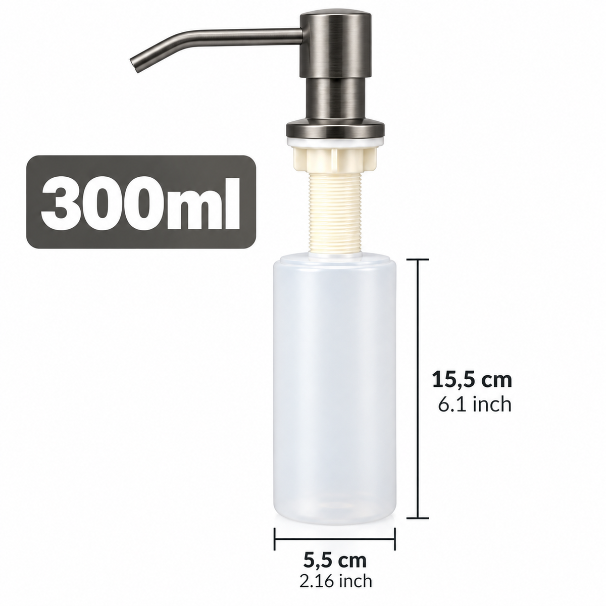 Gunmetal soap dispenser 300 ml - refillable