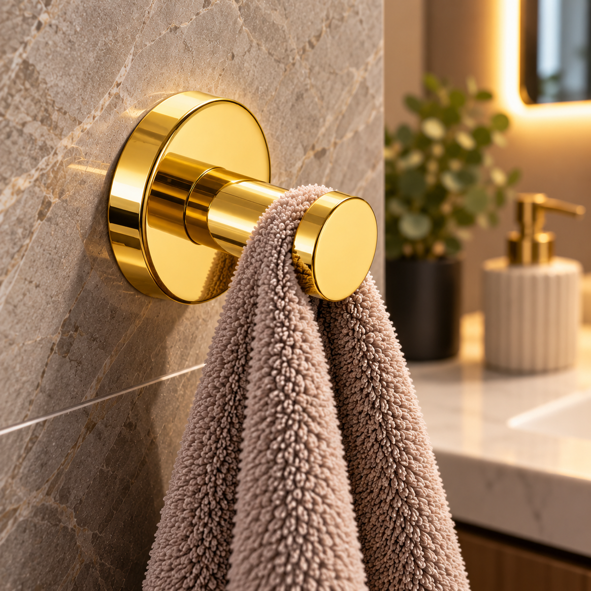 Profielenloods - Towel hook glossy gold - screw-mounted