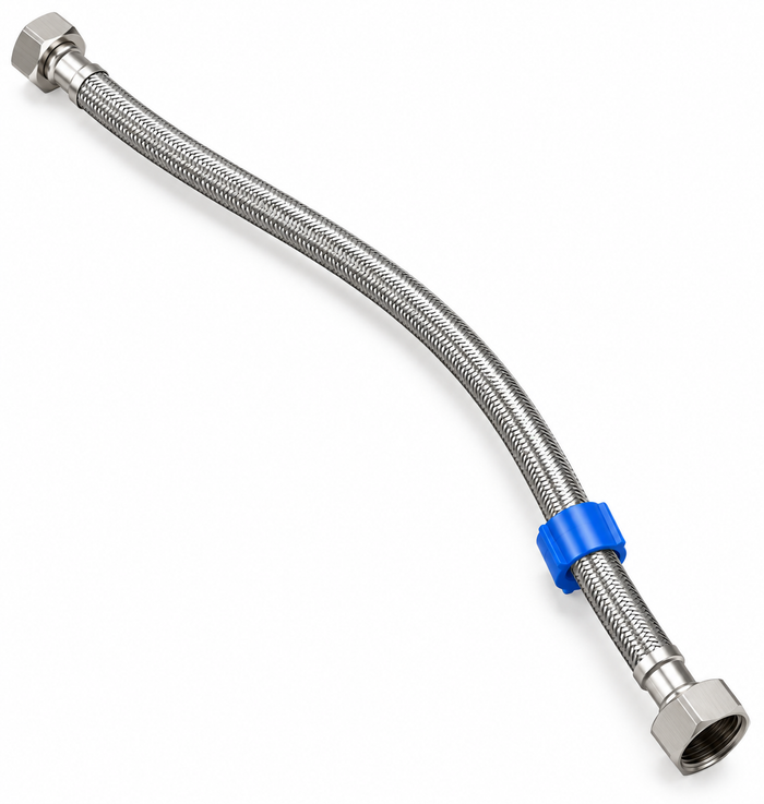 Profielenloods - Flexible connecting hose 3/8" female thread x 1/2" female thread stainless steel (silver) 300 mm (30cm)