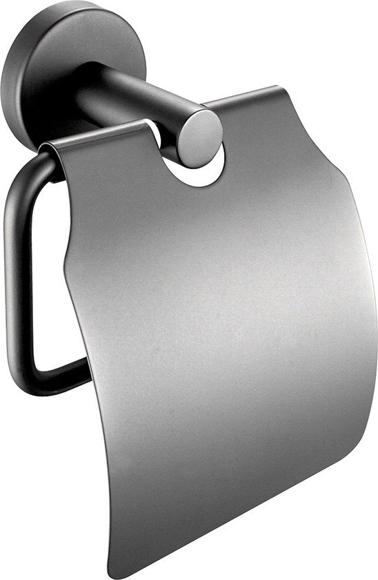 Profielenloods - Wc rolhouder met klep gunmetal - Monteren met schroeven