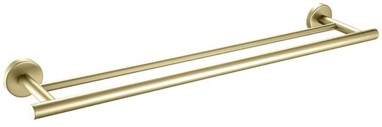 Handdoekhouder dubbel geborsteld goud - Monteren met schroeven - afbeelding 1