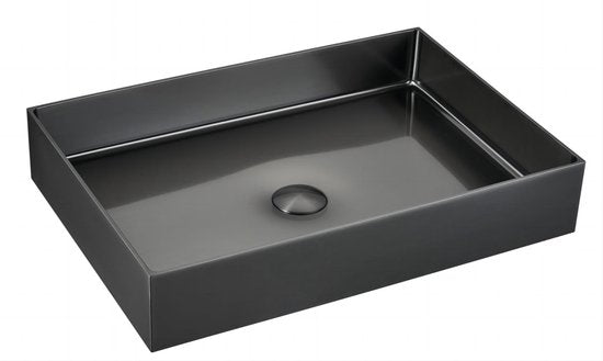 Profielenloods - Opzetkom/waskom met afvoerplug - Gunmetal - Rechthoek
