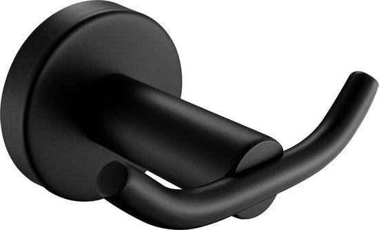 Mount double towel hook with screws - Black