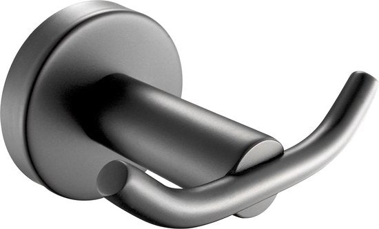 Profielenloods - Handdoekhaak dubbel gunmetal - Monteren met schroeven - afbeelding 1