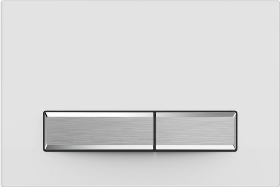 Profielenloods - Control panel - Gloss white with Brushed stainless steel - Fits Geberit UP300 UP320 UP720 - Rectangular