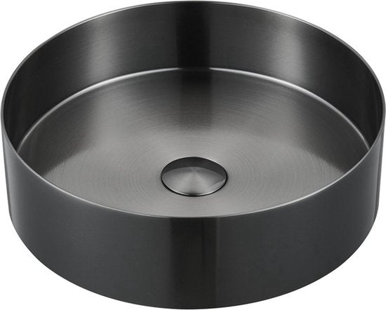 Profielenloods - Opbouw waskom Gunmetal RVS Ø40cm diameter - met afvoerplug
