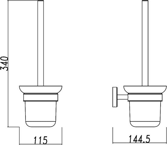Profielenloods - Toiletborstel met houder gunmetal - monteren met schroeven - afbeelding 3