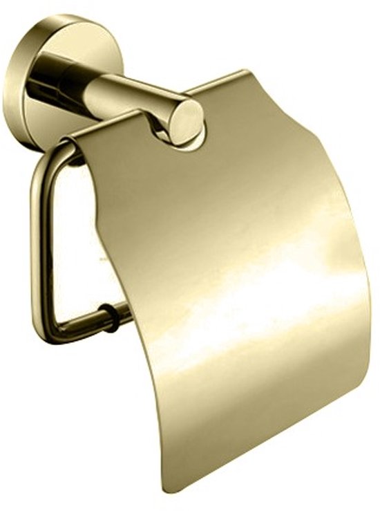 Profielenloods - Wc rolhouder met kelp - Glans goud - monteren met schroef - afbeelding 1