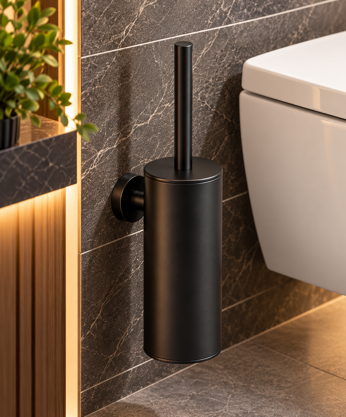 Profielenloods.nl – Hangende WC-borstel met Houder – Mat Zwart