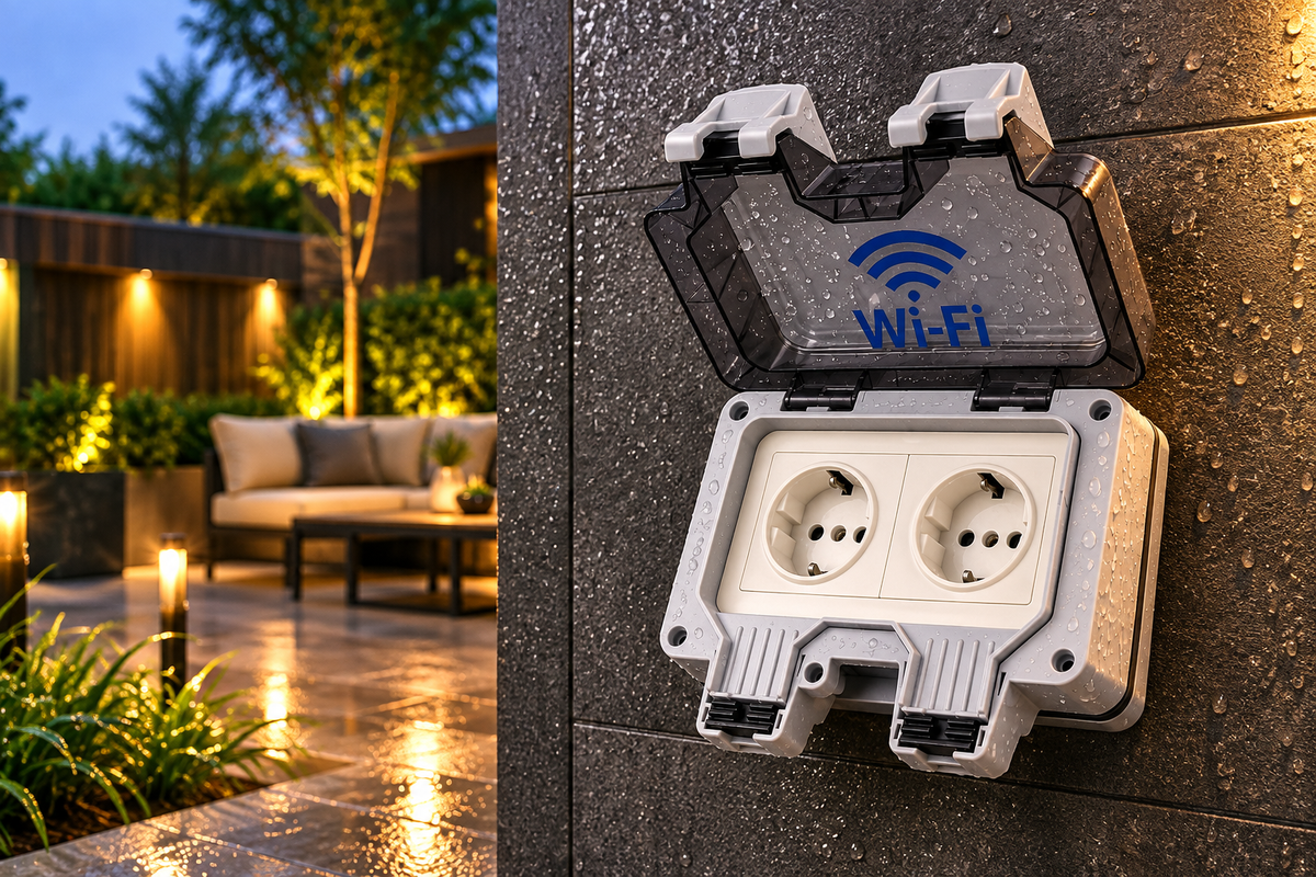 Profielenloods - Outdoor double socket with Wi-Fi - IP66 Waterproof socket - Outdoor socket