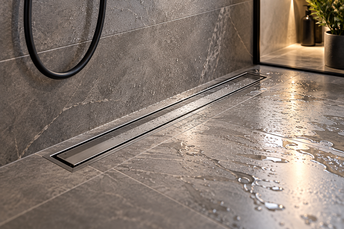 Profielenloods - Douchegoot - Gunmetal - Drain - 70cm