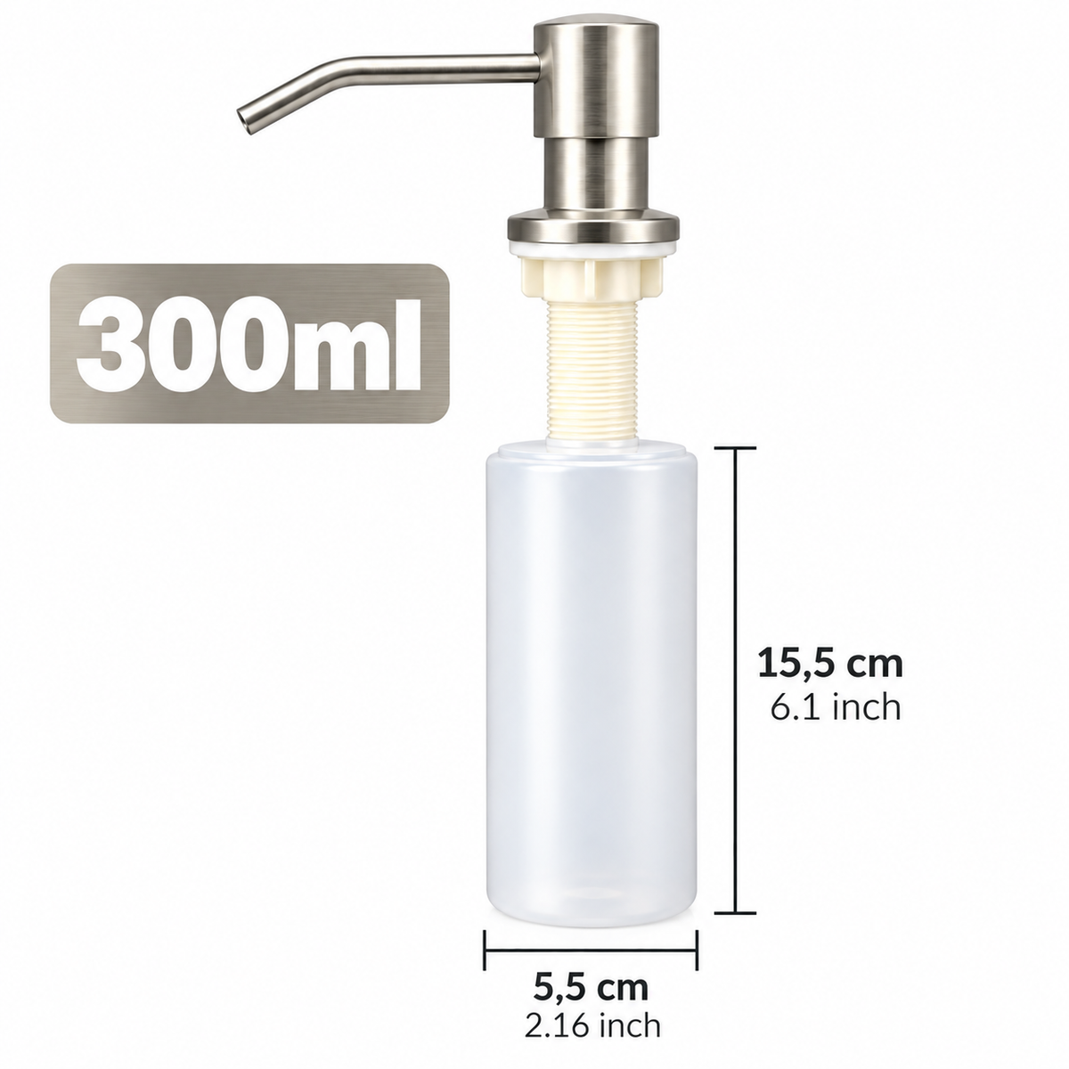 Profielenloods - Zeeppomp 300 ml – Zeepdispenser – 360° Draaibaar – Geborsteld Chroom