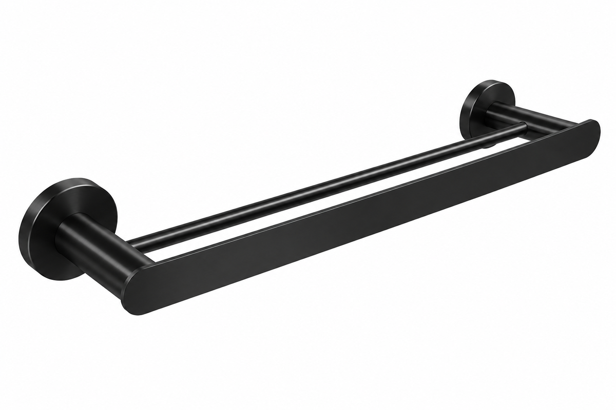 Profielenloods - Double towel rack black - screw-mounted