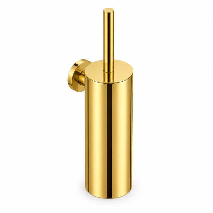 Wall-mounted Toilet Brush with Holder – Glossy Gold – Screw Mounting