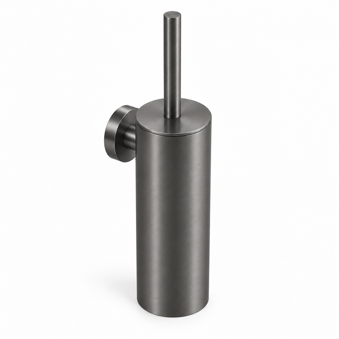 Wall-mounted toilet brush with holder – Gun metal – Screw mounting