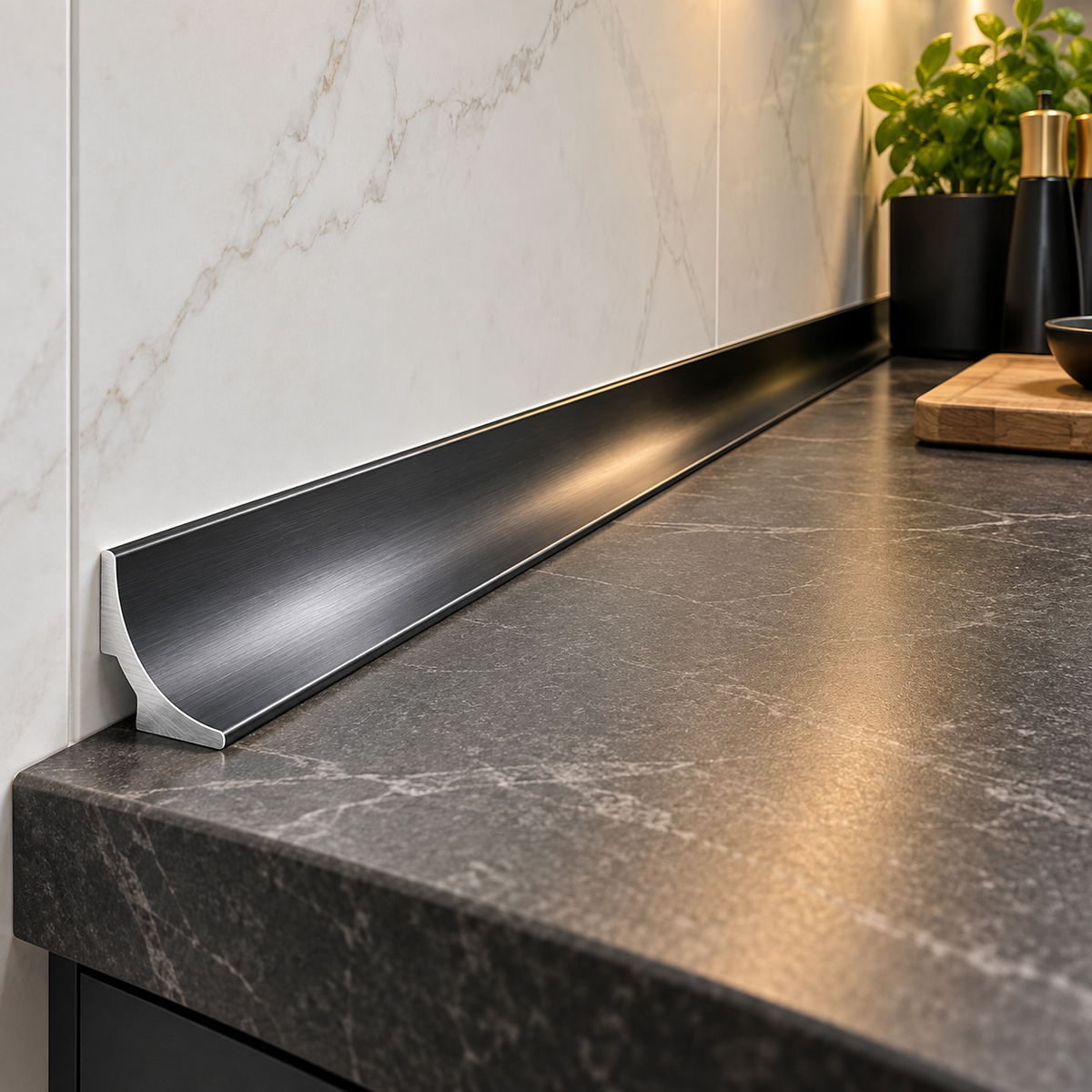 Profielenloods - Aluminium Wandaansluitprofiel / Aanrechtprofiel - Gunmetal - 3 meter