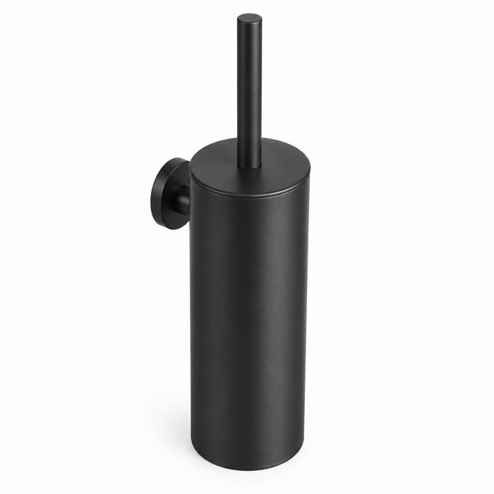 Wall-Mounted Toilet Brush with Holder - Matte Black - Screw Mounting