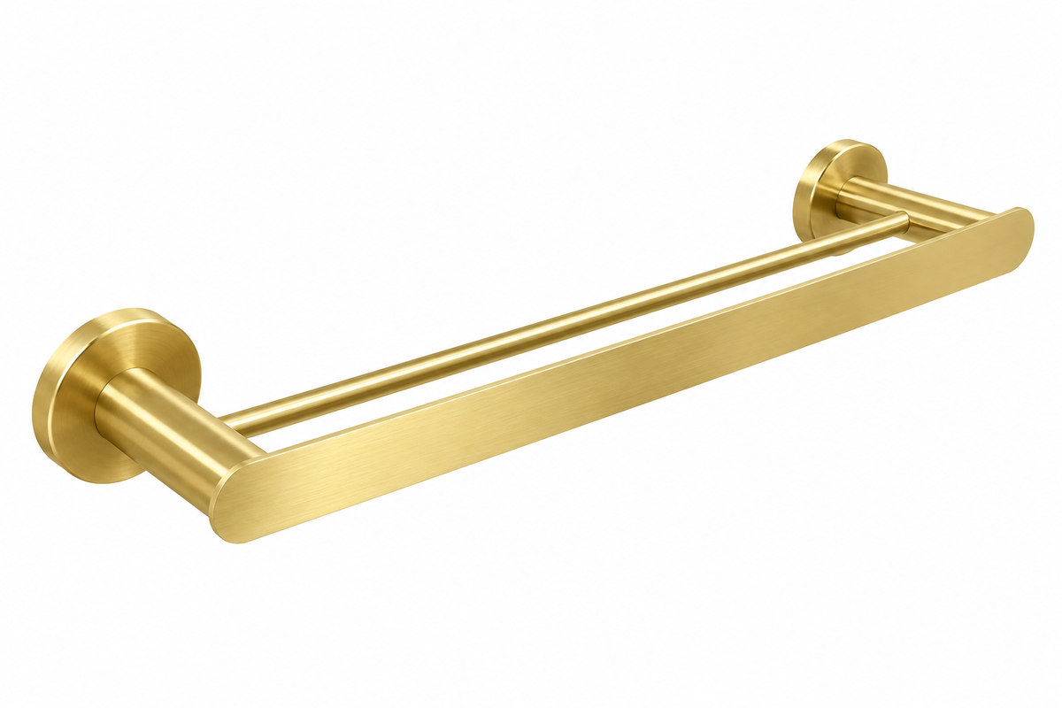 Profielenloods.nl – Handdoekhouder Dubbel Geborsteld Goud – Wandmontage