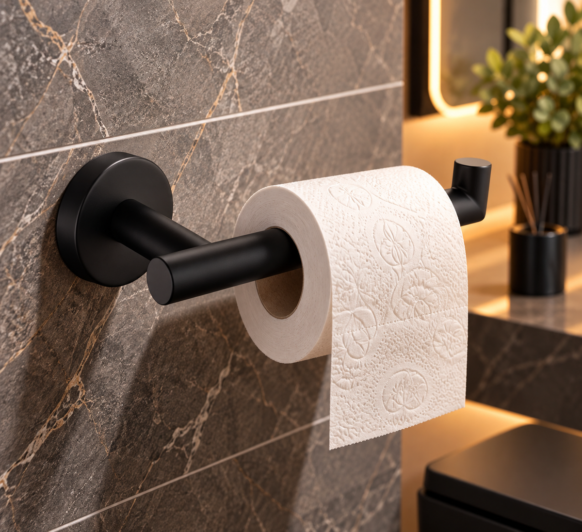 Profielenloods.nl – WC-Rolhouder Zwart – Wandmontage met Schroeven