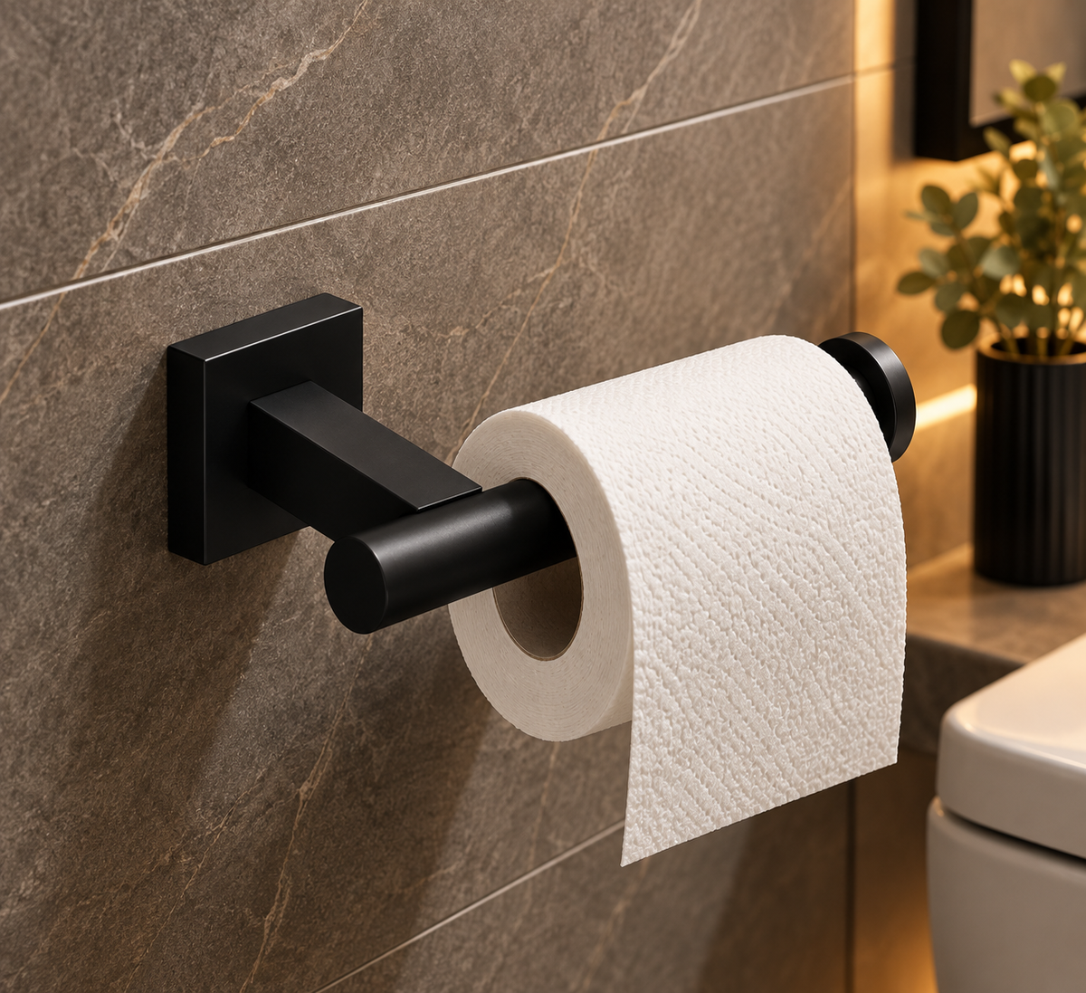 Profielenloods.nl – WC-rolhouder Mat Zwart – Wandmontage met Schroef