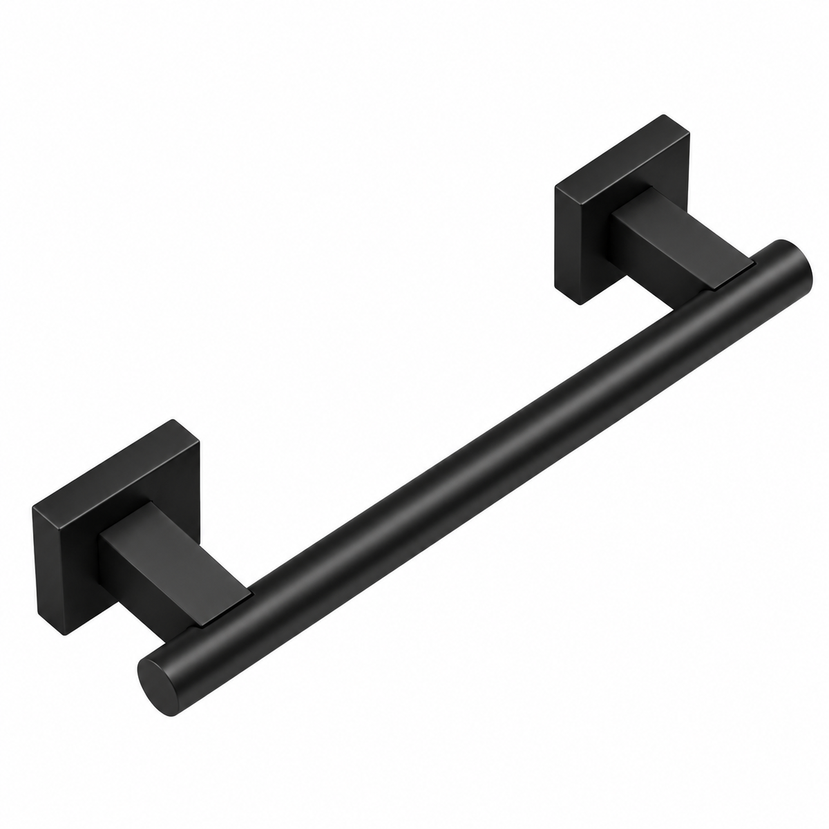 Single towel holder short - matte black - Square - screw mounting
