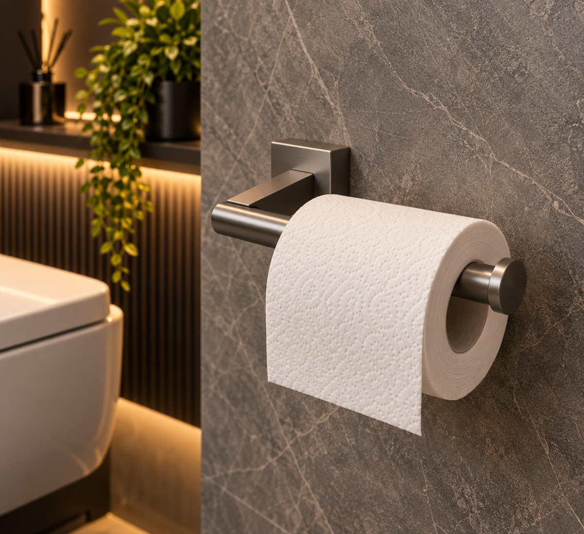 WC-rolhouder – Gun Metal - Te monteren met schroef - Tijdloos & stijlvol