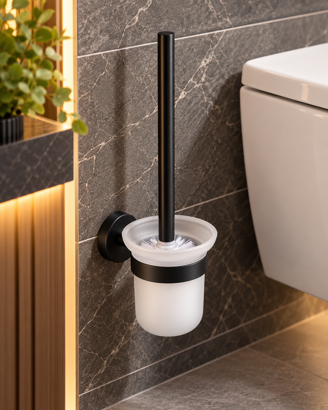 Profielenloods.nl – Toiletborstel met Houder Zwart – Wandmontage met Schroeven