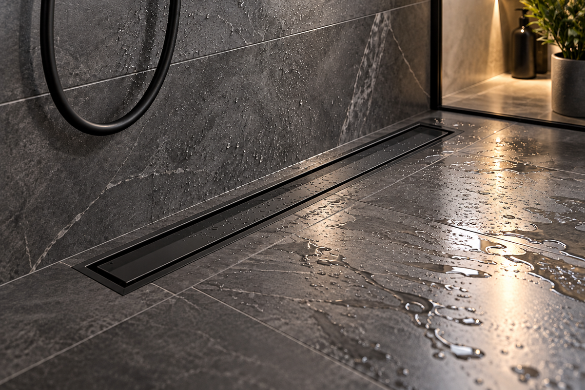 Profielenloods - Douchegoot – Mat Zwart – Drain – 70 cm