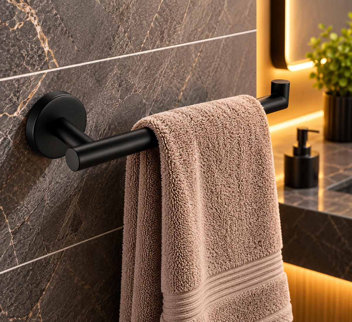 Profielenloods - Towel holder black - Mounting with screws