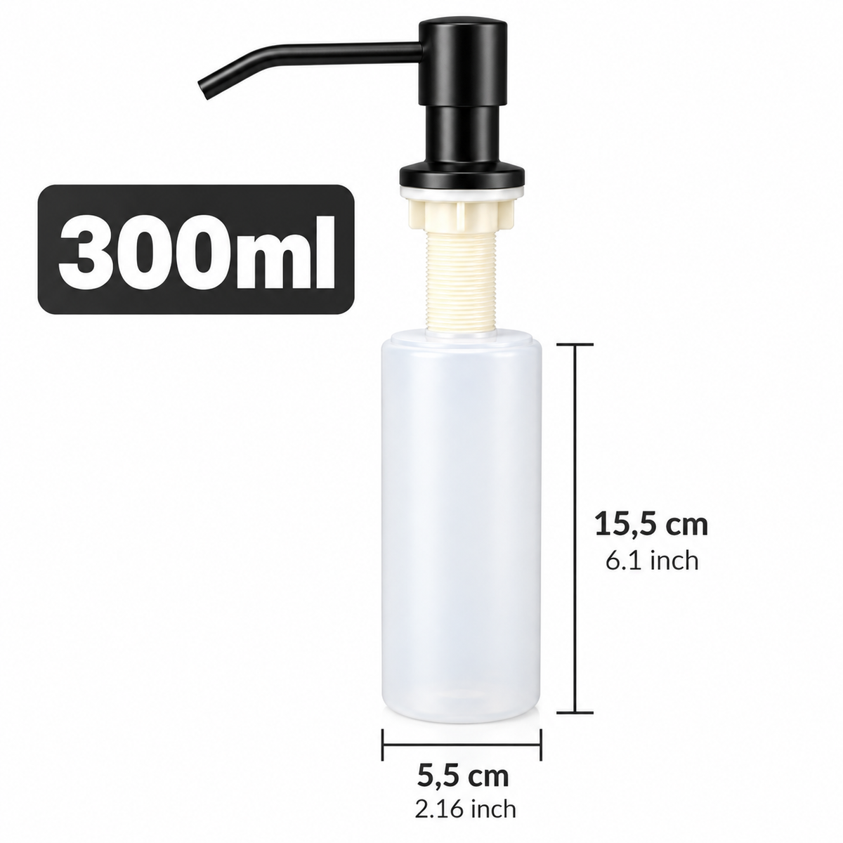 Refillable soap dispenser 300 ml - matte black