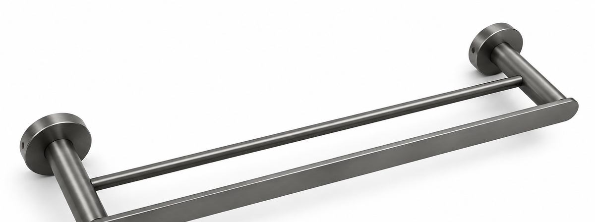 Profielenloods - Double towel holder gunmetal - mount with screws