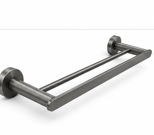 Profielenloods - Handdoekhouder dubbel gunmetal - monteren met schroeven
